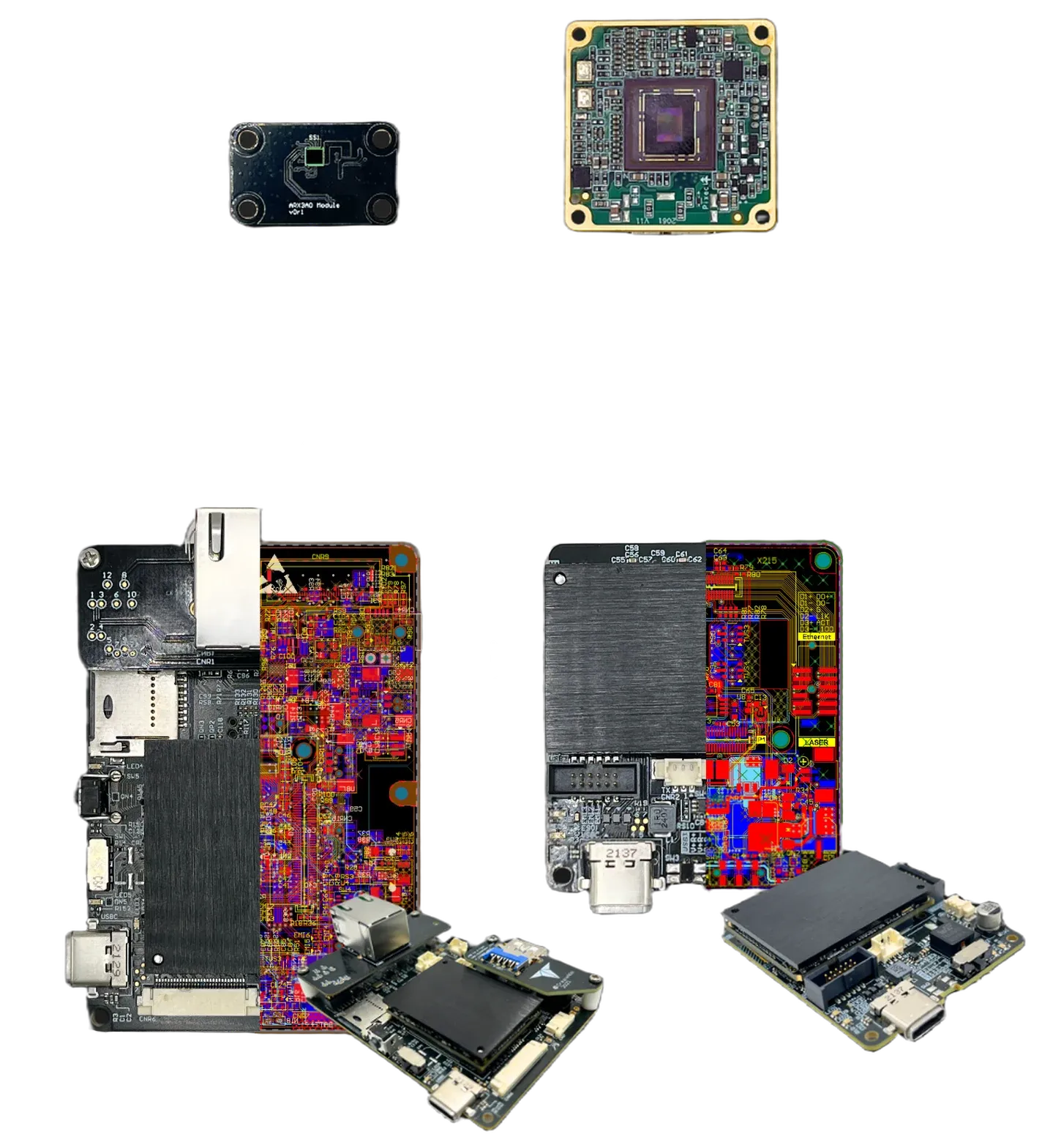 The Mini and Micro compute modules with a MIPI camera and a USB 3.0 camera