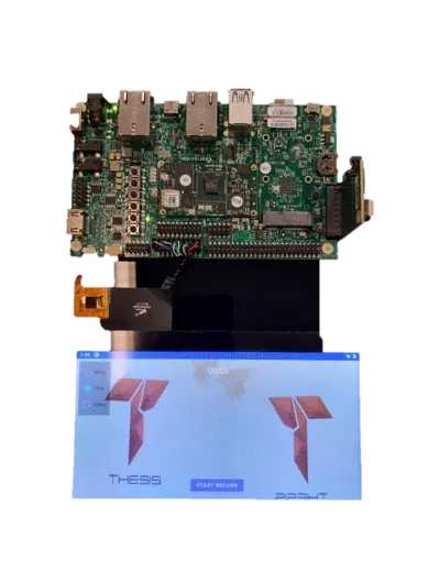 Two camera feeds running on an evaluation kit with a touch display