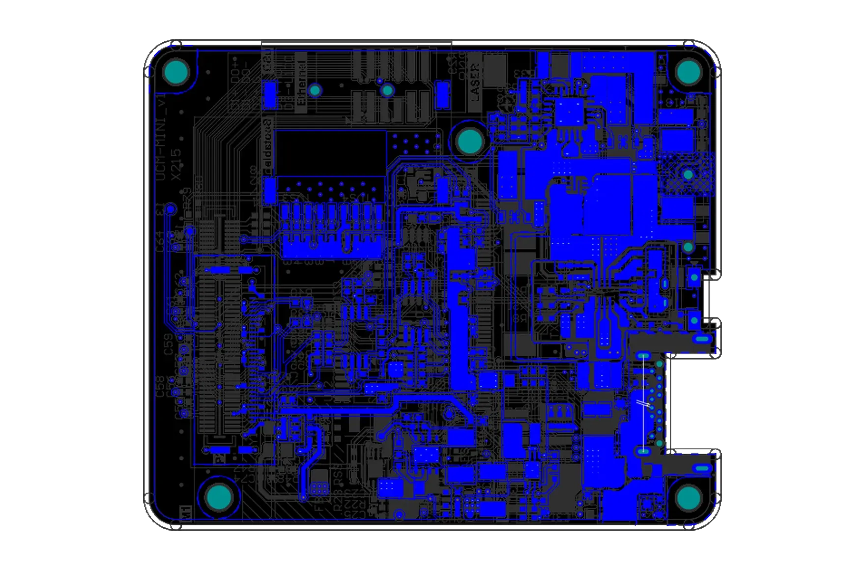 Bottom copper layer of the layout