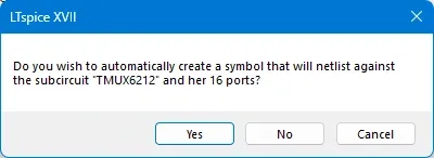 LTspice asking whether to create a symbol for the subcircuit