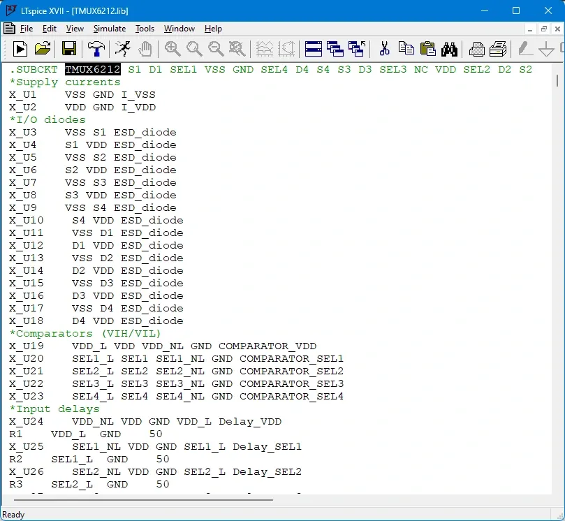 The component name selected next to .SUBCKT