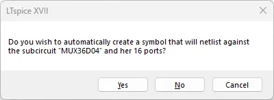 LTspice asking whether to create a symbol for the subcircuit