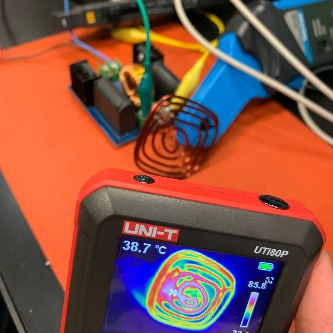 Thermal camera showing the coil heating up